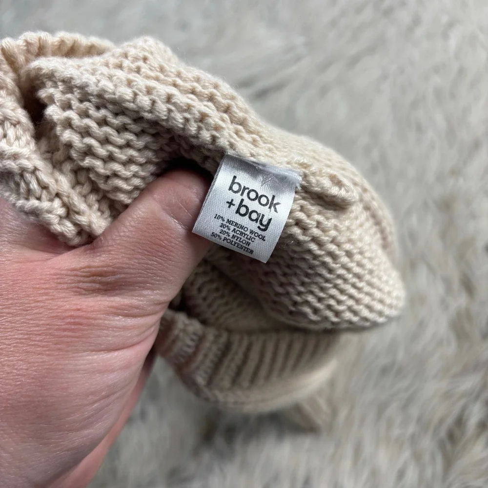 Brook + Bay Women's OS Cream Knitted Hood Cowl Scarf Cottagecore Cozy Retro